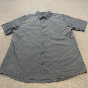 Travis Mathew Shirt Mens XXL Gray Striped Button Short Sleeve Casual Lightweight